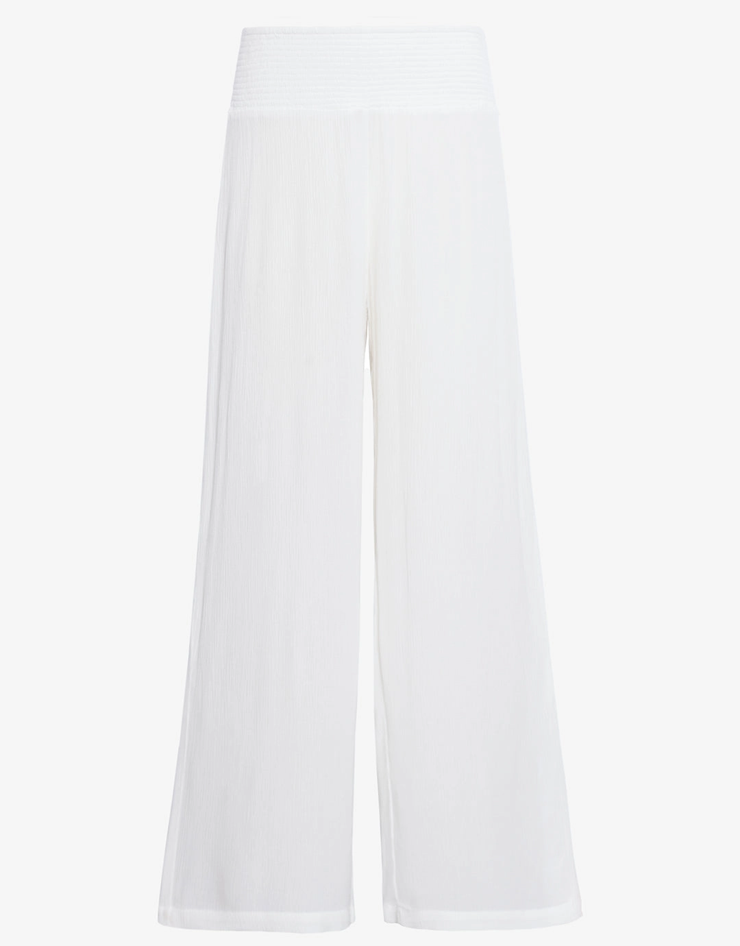 Crinkle Smocked Waist Beach Pant - White