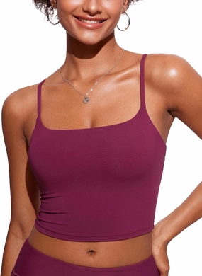 CRZ YOGA Womens Scoop Neck Bikini Tops U Back Longline Swimsuit Adjustable Spaghetti Straps Bathing Suit Crop Tankini