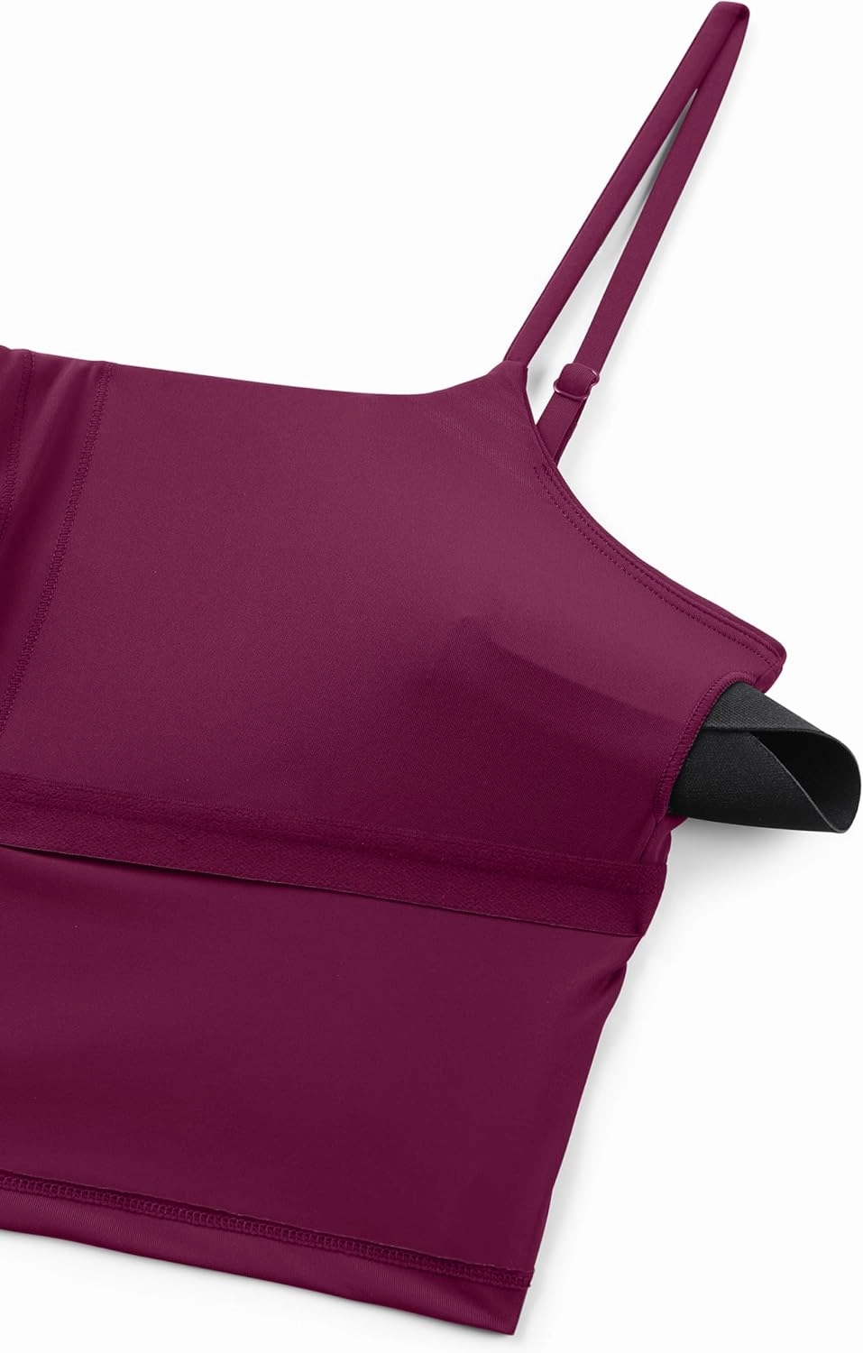 CRZ YOGA Womens Scoop Neck Bikini Tops U Back Longline Swimsuit Adjustable Spaghetti Straps Bathing Suit Crop Tankini