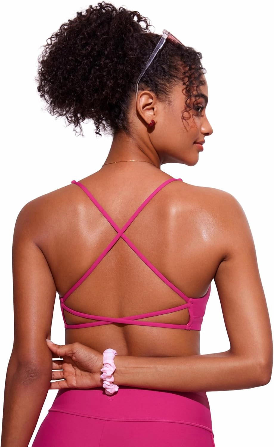 CRZ YOGA Womens V Neck Bikini Tops Criss Cross Back Sexy Swim Bathing Suit Bra Padded