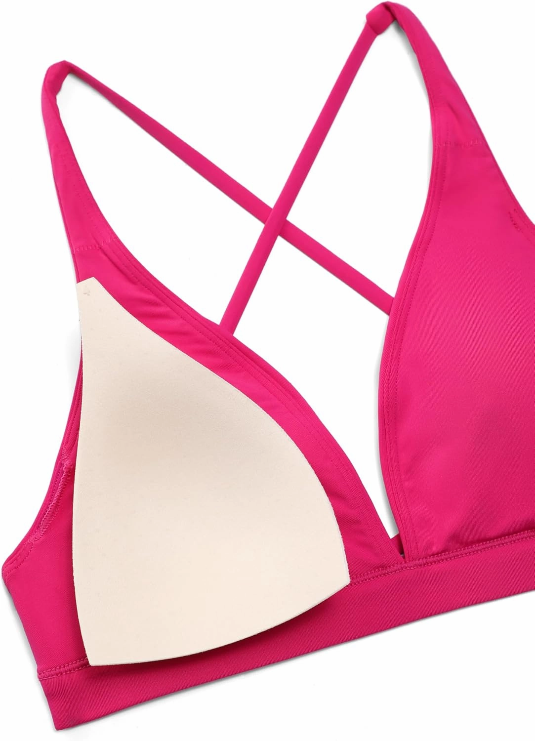 CRZ YOGA Womens V Neck Bikini Tops Criss Cross Back Sexy Swim Bathing Suit Bra Padded