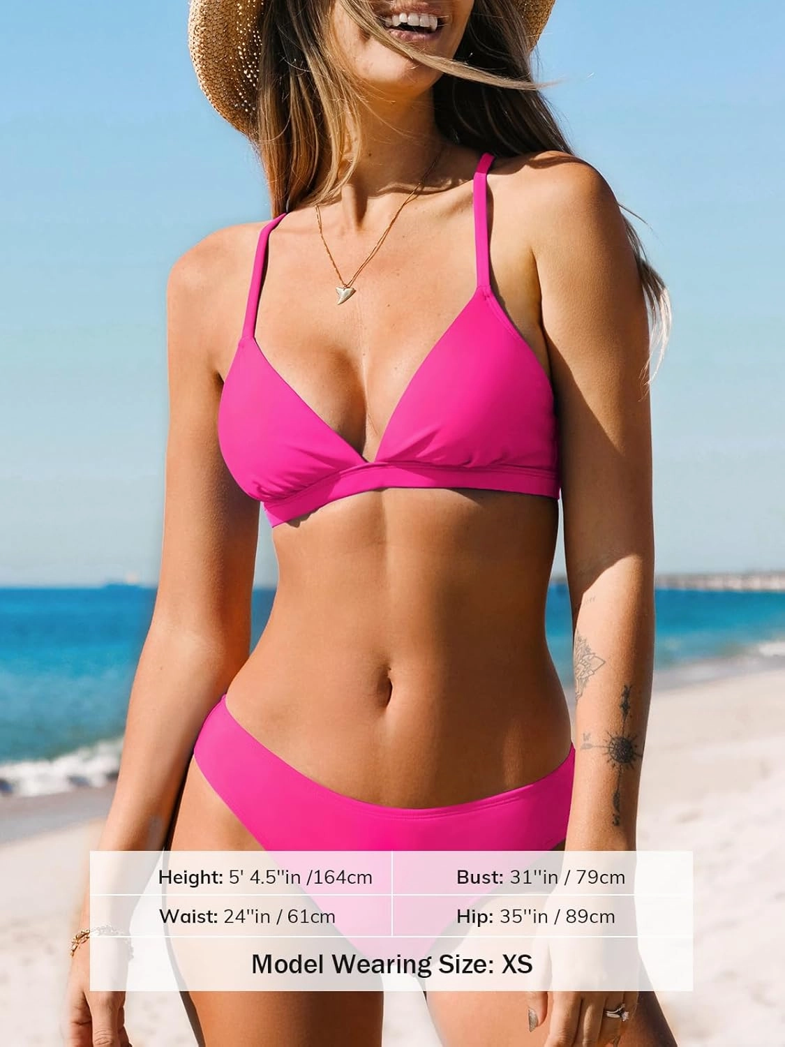 CUPSHE Bikini Set for Women Two Piece Swimsuits V Neck Low Rise Crisscross Back Self Tie Spaghetti Straps