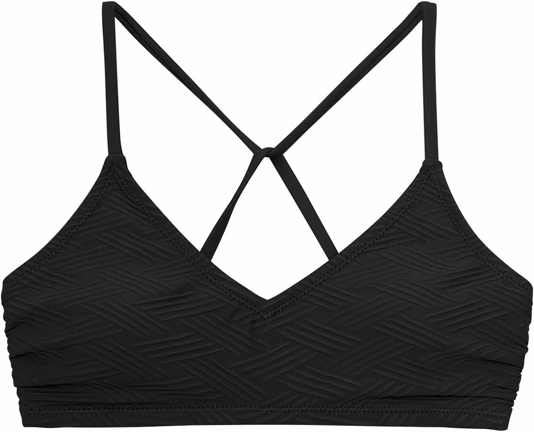 CUPSHE Bikini Top for Women Bathing Suit Criss Cross Self Tie Spaghetti Straps V Neck