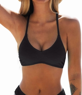 CUPSHE Bikini Top for Women Bathing Suit Criss Cross Self Tie Spaghetti Straps V Neck