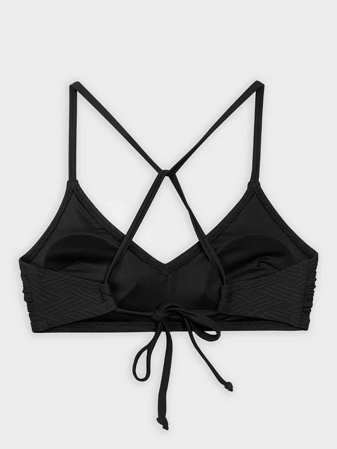 CUPSHE Bikini Top for Women Bathing Suit Criss Cross Self Tie Spaghetti Straps V Neck