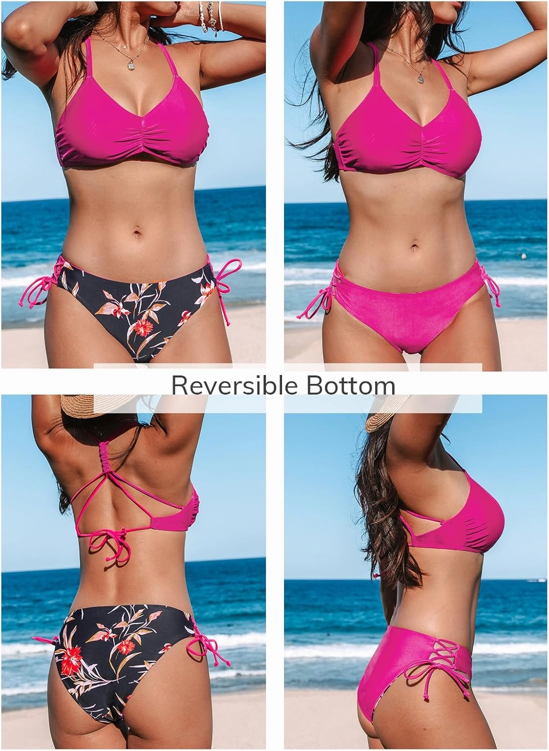 CUPSHE Women's 2 Piece Bikini Set Back Braided Straps with Reversible Bottom