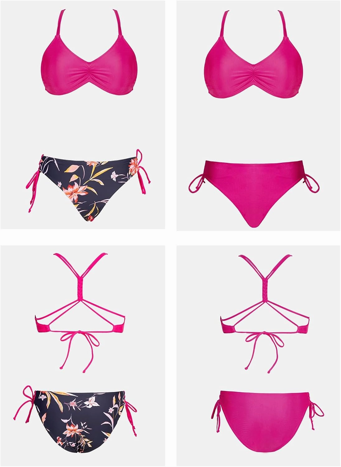 CUPSHE Women's 2 Piece Bikini Set Back Braided Straps with Reversible Bottom
