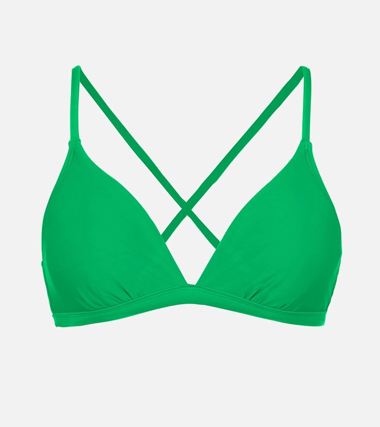 CUPSHE Women's Bikini Top V Neck Triangle Top Crisscross Back Self Tie Spaghetti Straps