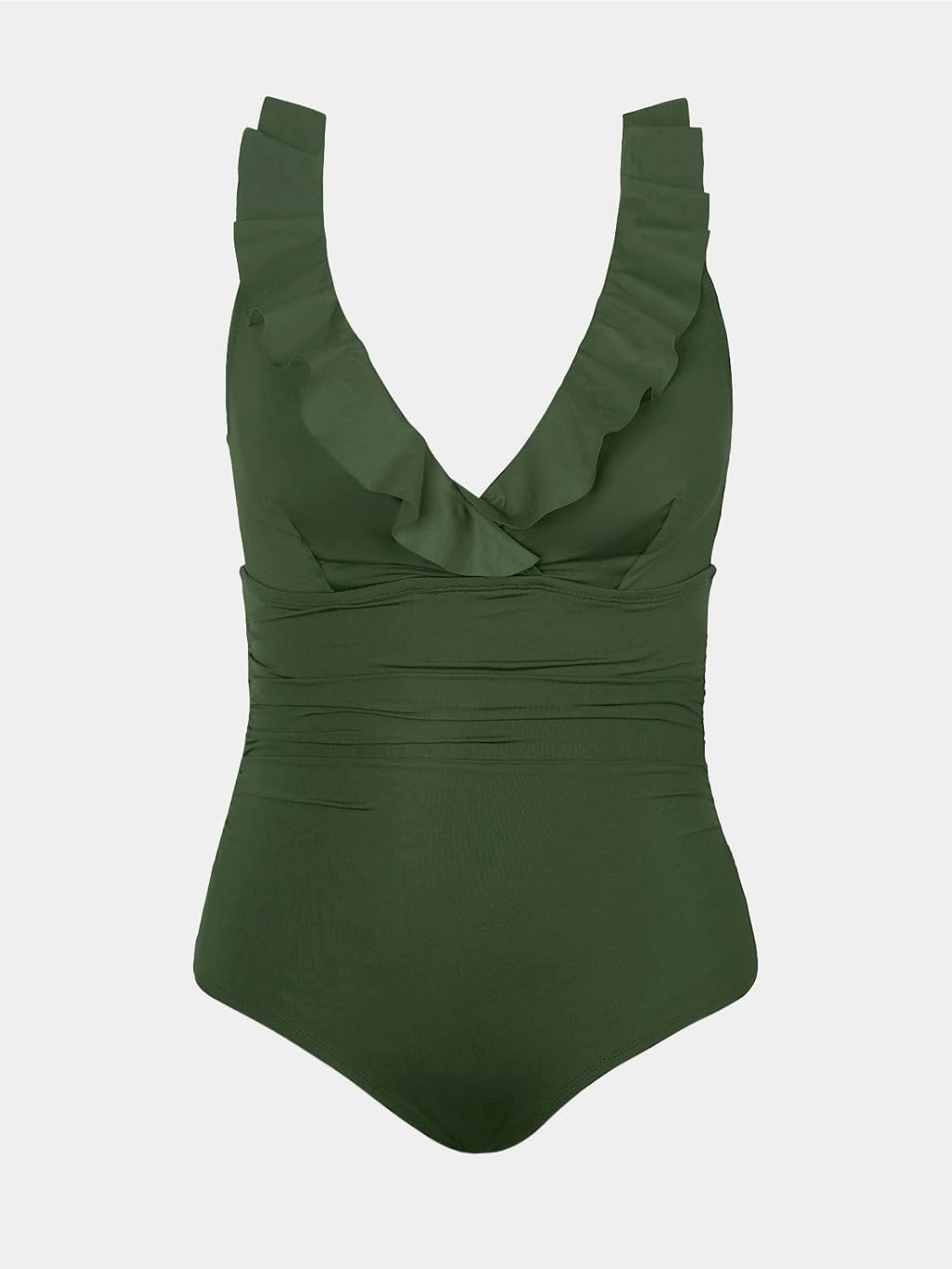 CUPSHE Women's One Piece Swimsuit Plus Size Ruffled V Neck Bathing Suit Retro Full Coverage Slimming Sculpting