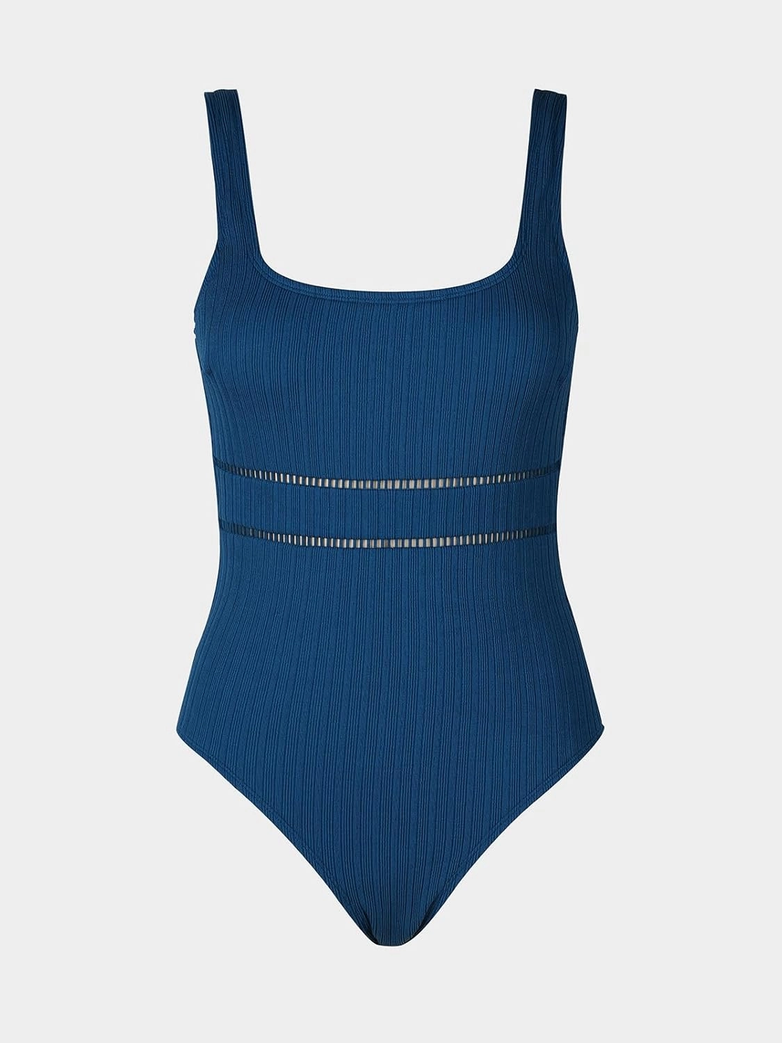 CUPSHE Women's One Piece Swimsuit Scoop Neck Textured Bathing Suit Cutouts Low Back Swimwear Wide Straps