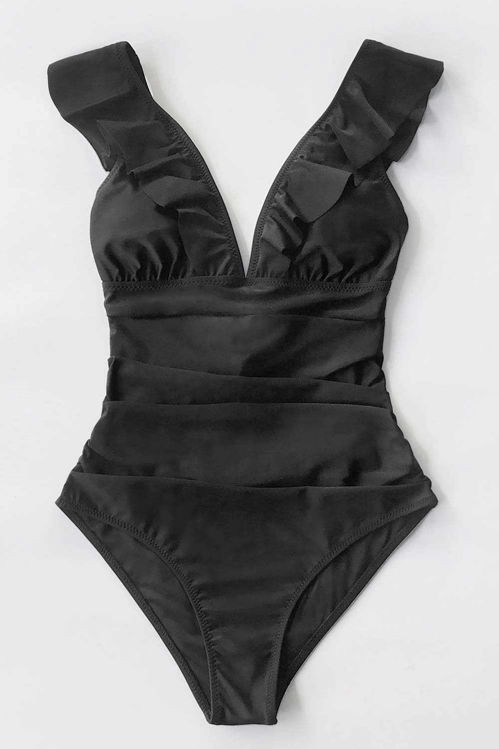 CUPSHE Women's Ruffled One Piece Swimsuit V Neck Lace Up