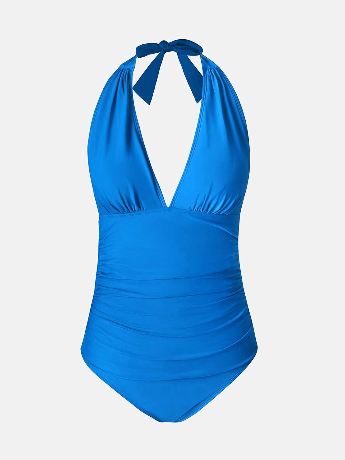 CUPSHE Women V Neck One Piece Swimsuit Halter Backless Ruched Tummy Control Bathing Suit