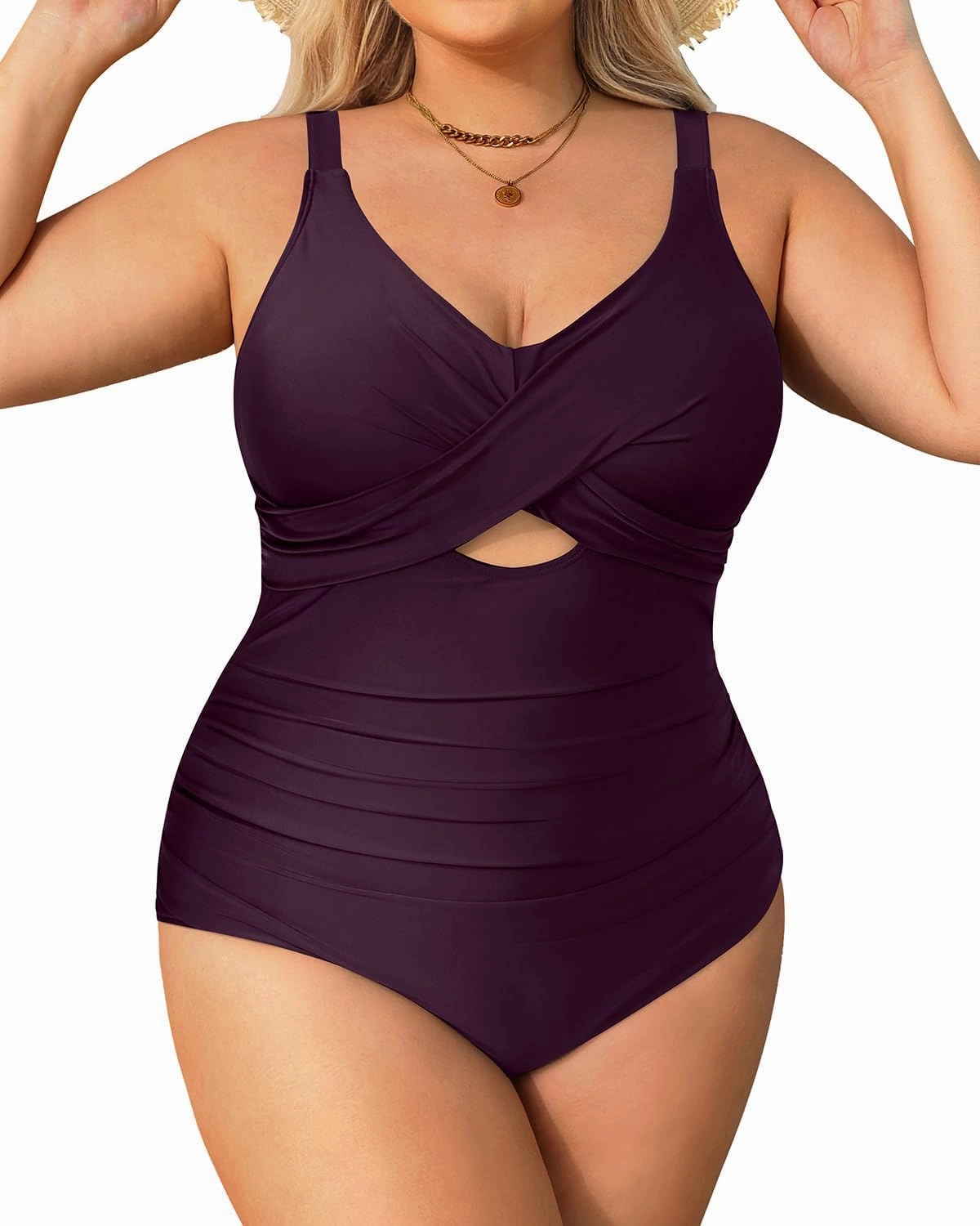 Daci Plus Size One Piece Swimsuits - Tummy Control Bathing Suit for Women Cutout Swimwear