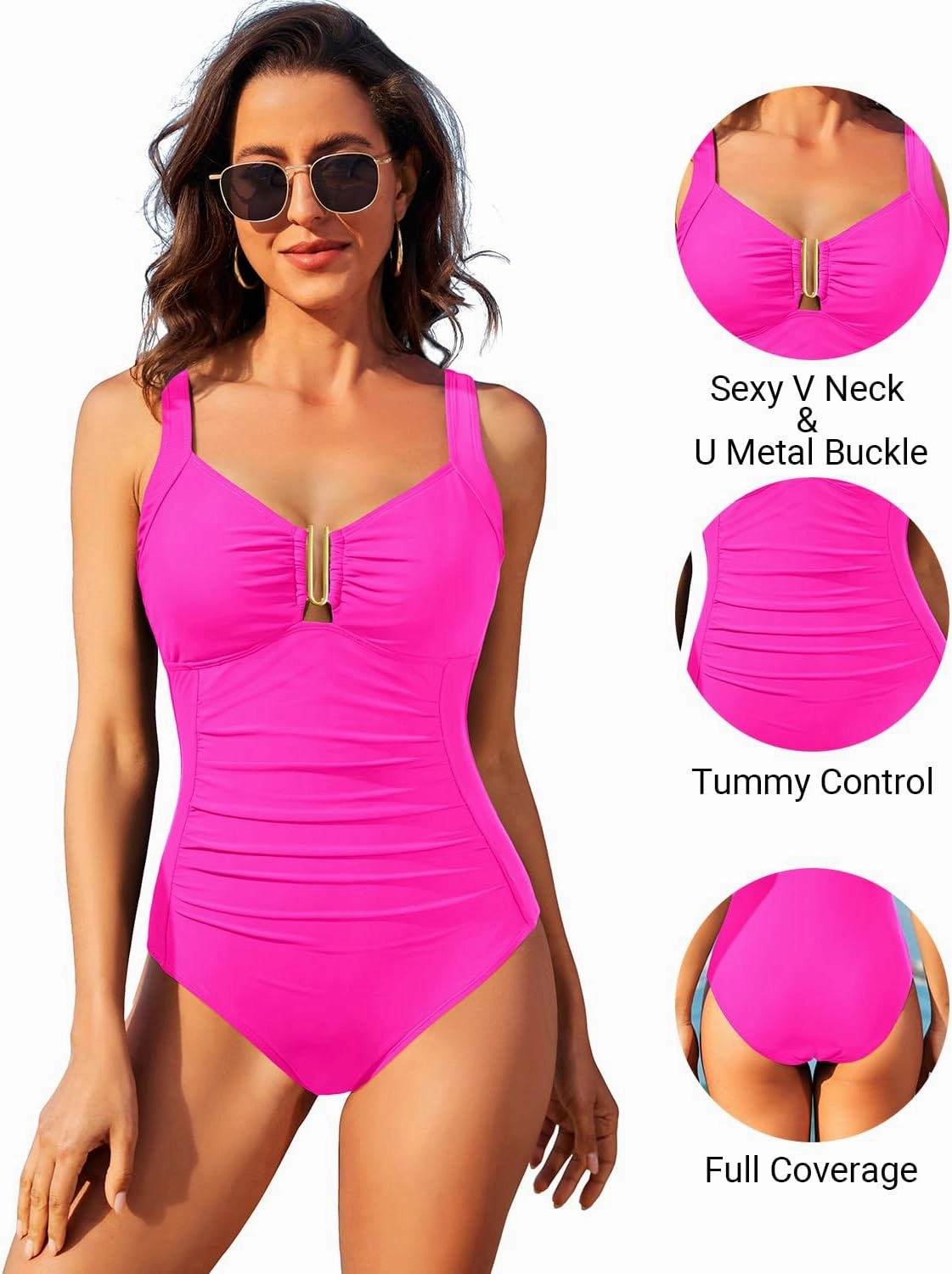 Daci Women Tummy Control One Piece Swimsuit - Ruched Bathing Suit Full Coverage Slimming V Wired Swimwear 2025