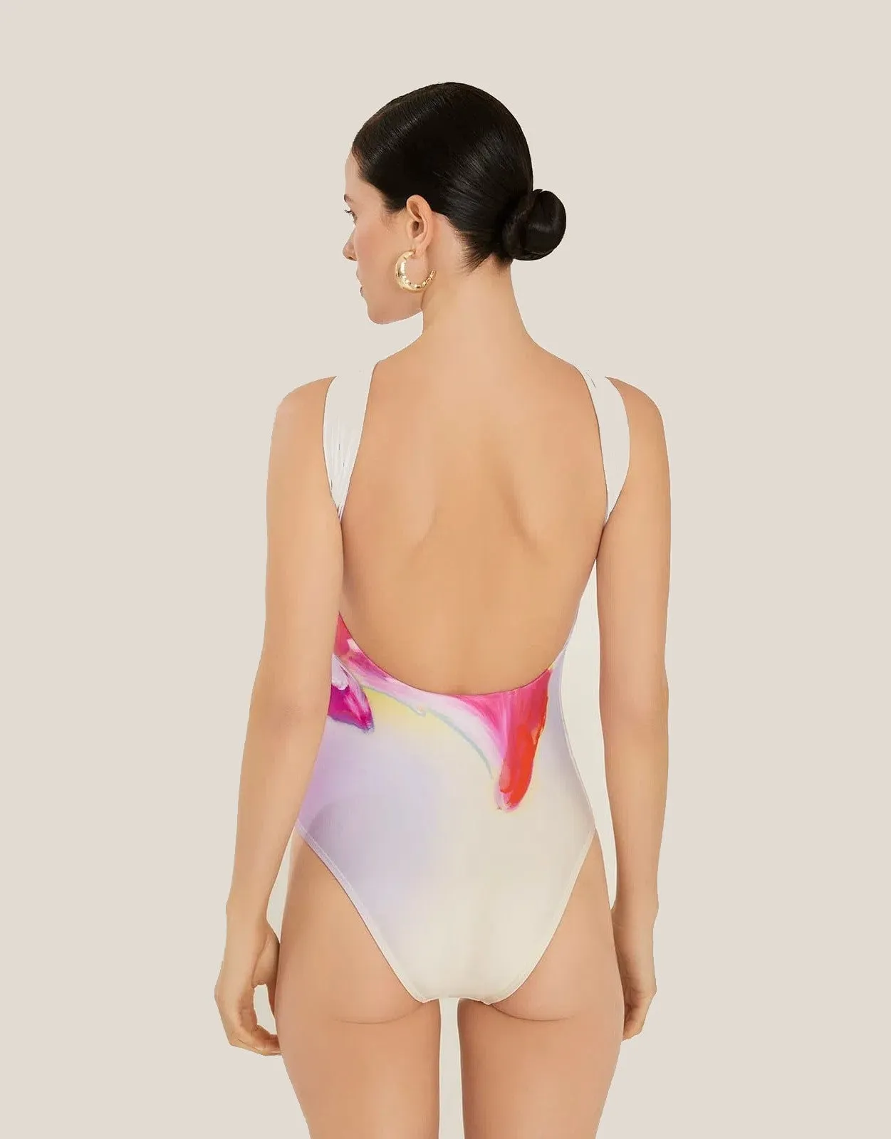 Detailed High Neck One Piece Naturaleza Floral