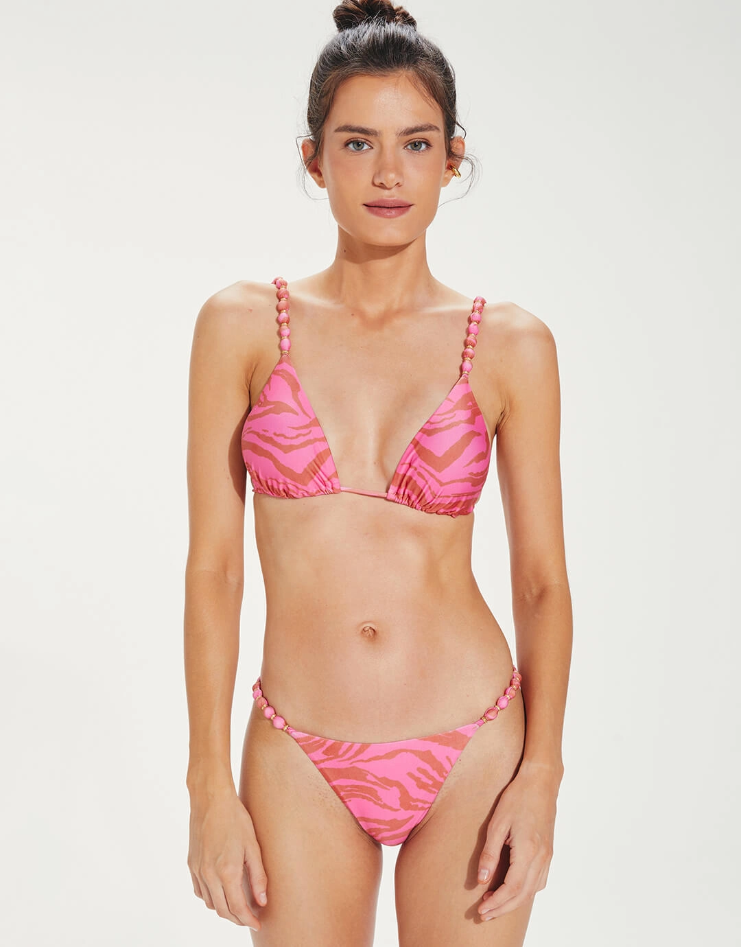 Diani Beads Parallel Tri Bikini Top - Pink