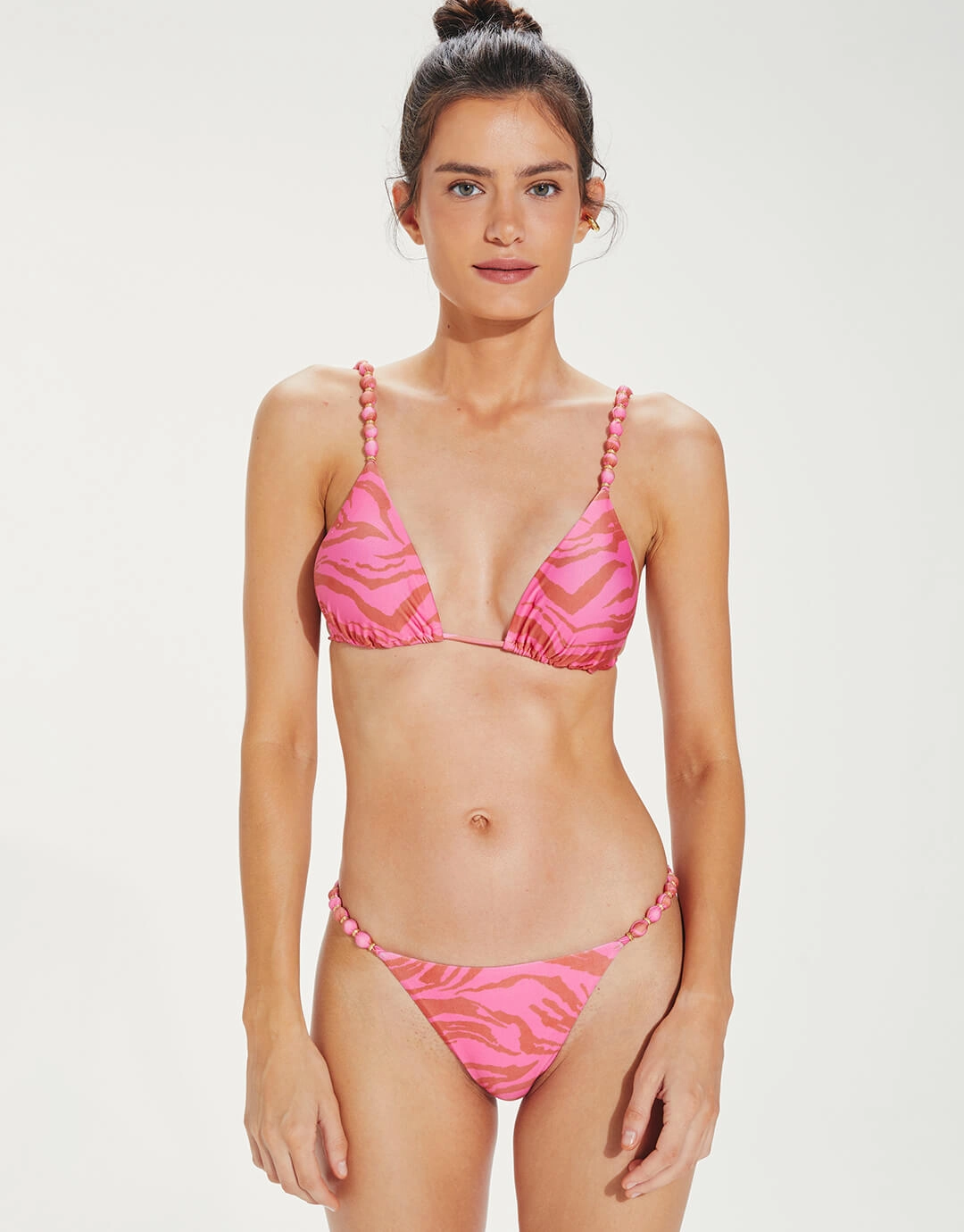 Diani Beads Parallel Tri Bikini Top - Pink