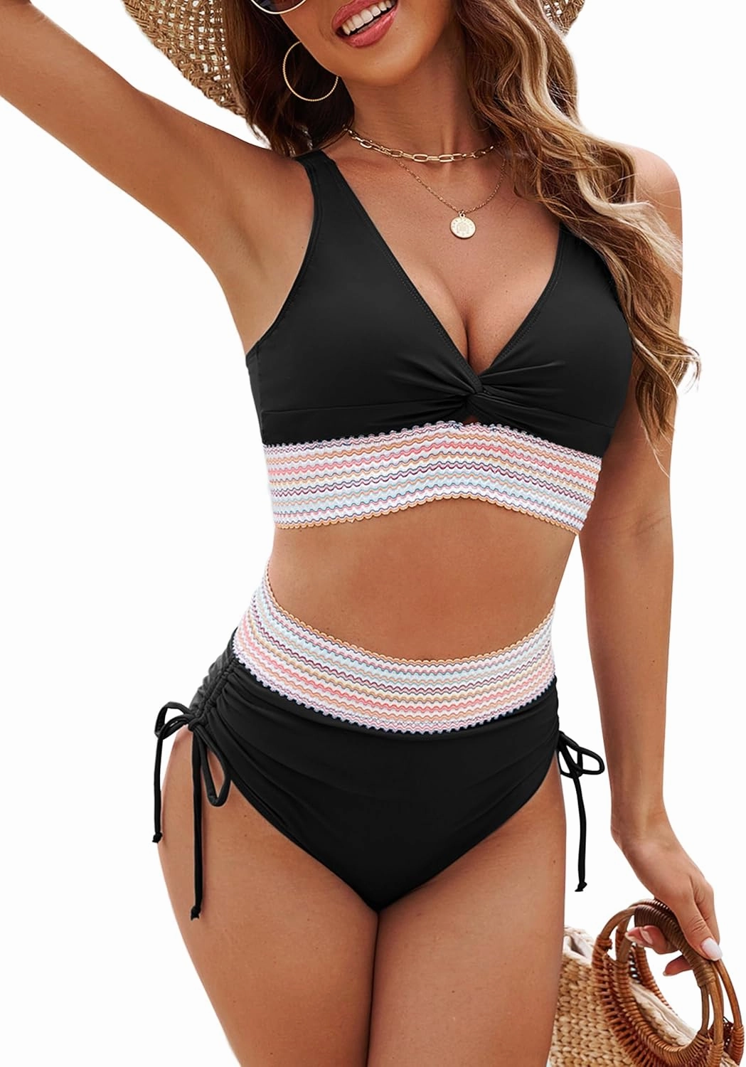 Edelqual Women High Waisted Bikini Sets Tummy Control Swimsuits Two Piece Bathing Swim Suits Summer Beach Swimwear