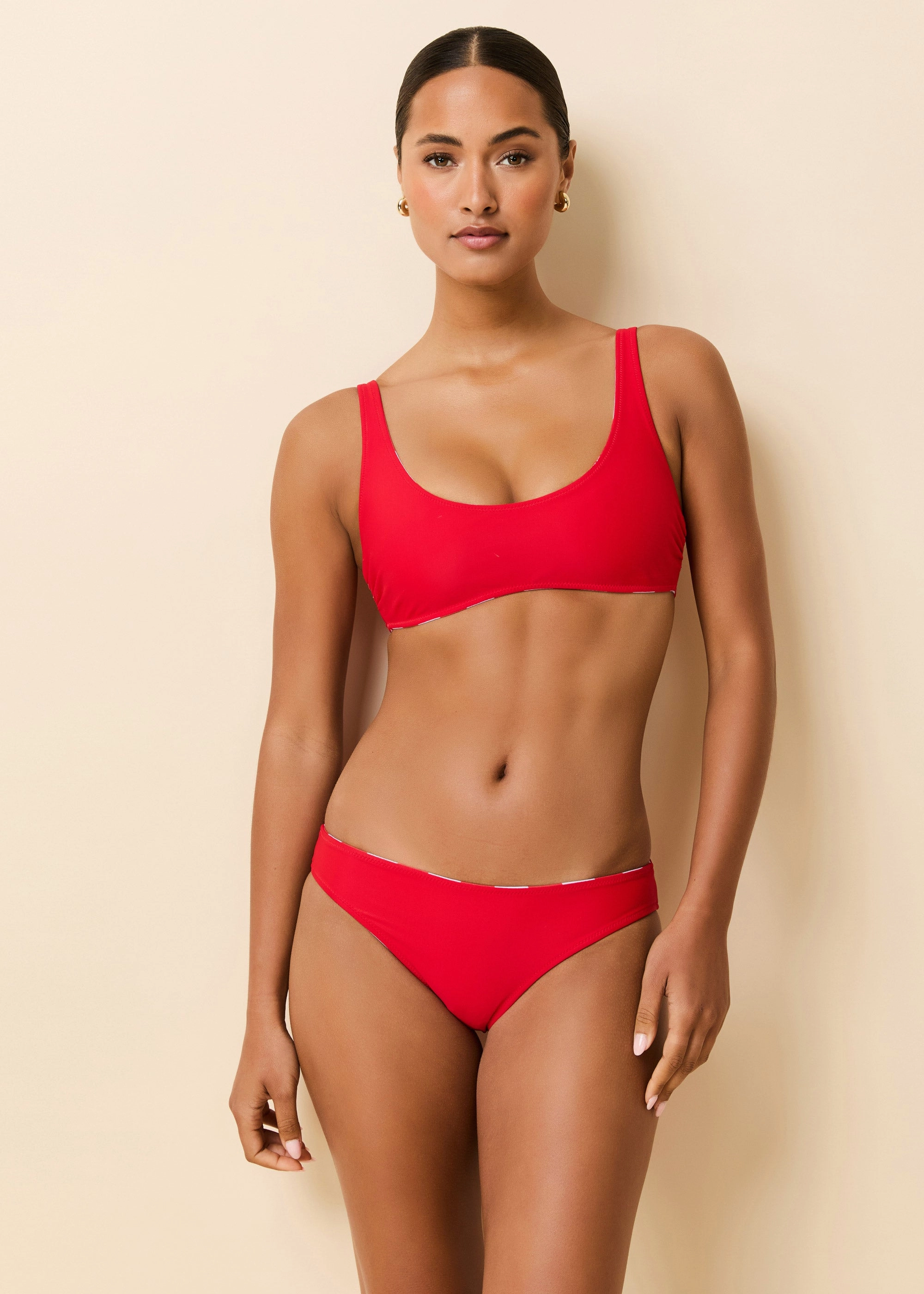 Elle Reversible Bikini Top Lipstick Red / Lavender