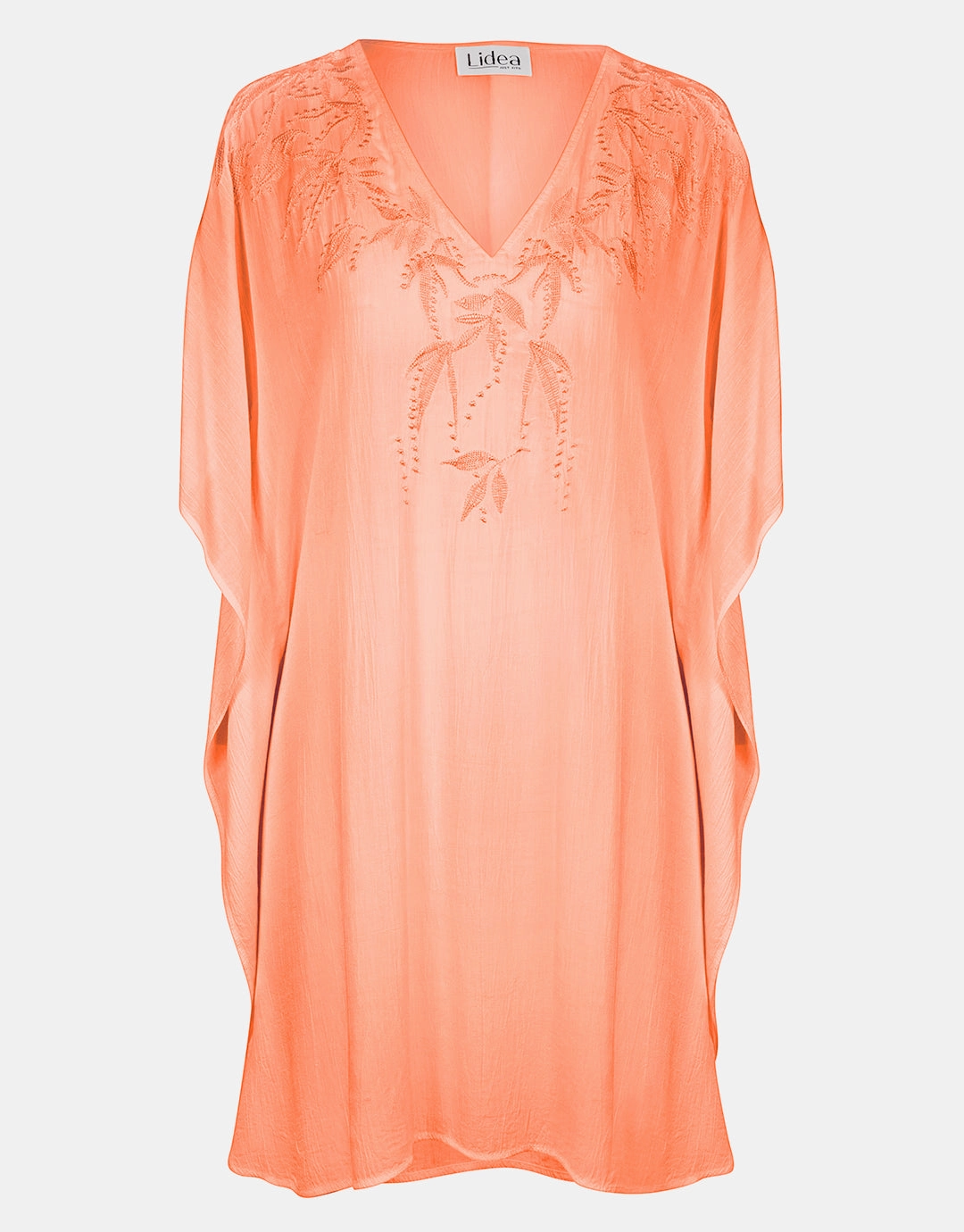Embroidered Kaftan - Coral