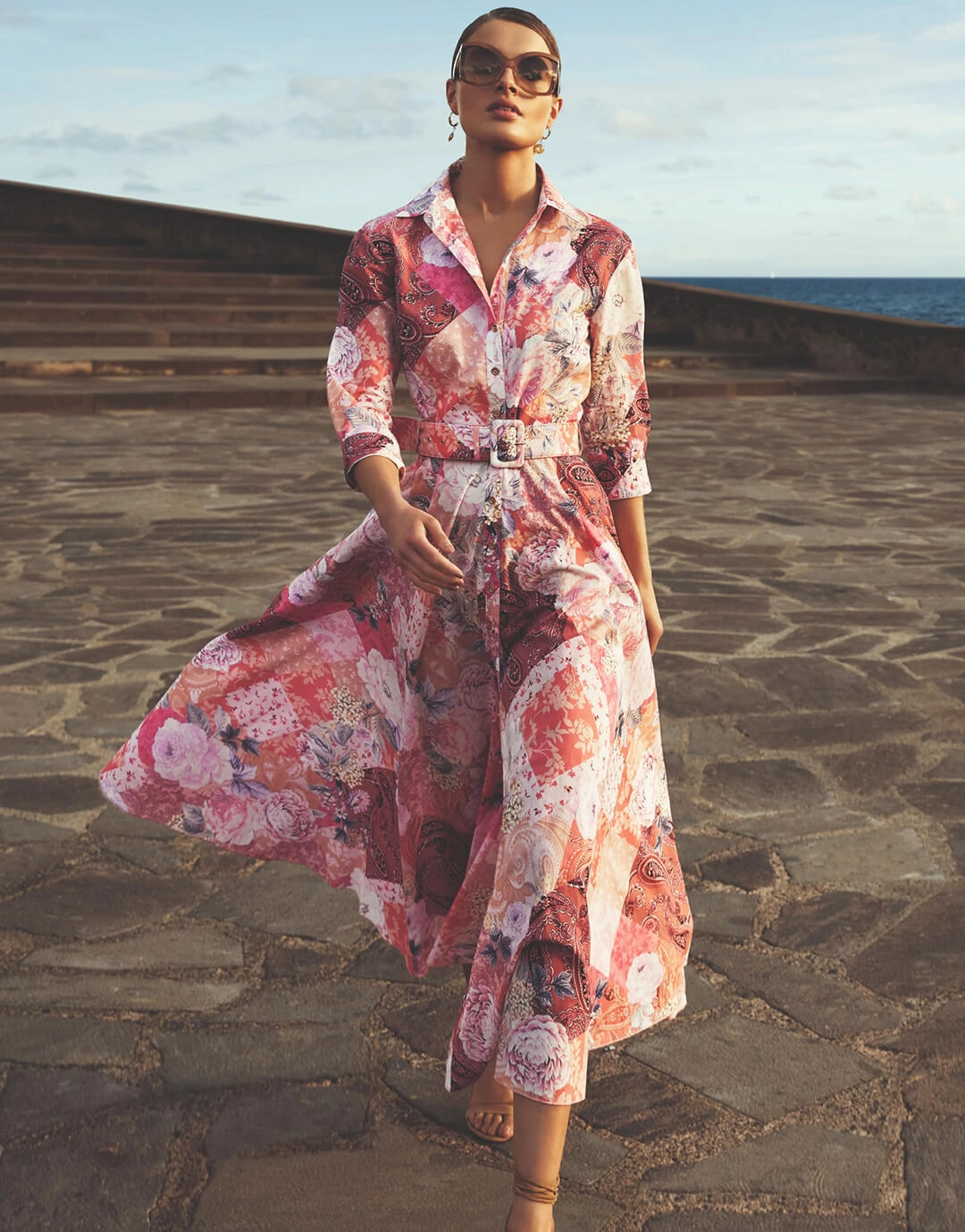 Euphoria Belted Shirt Dress - Rose Infusion