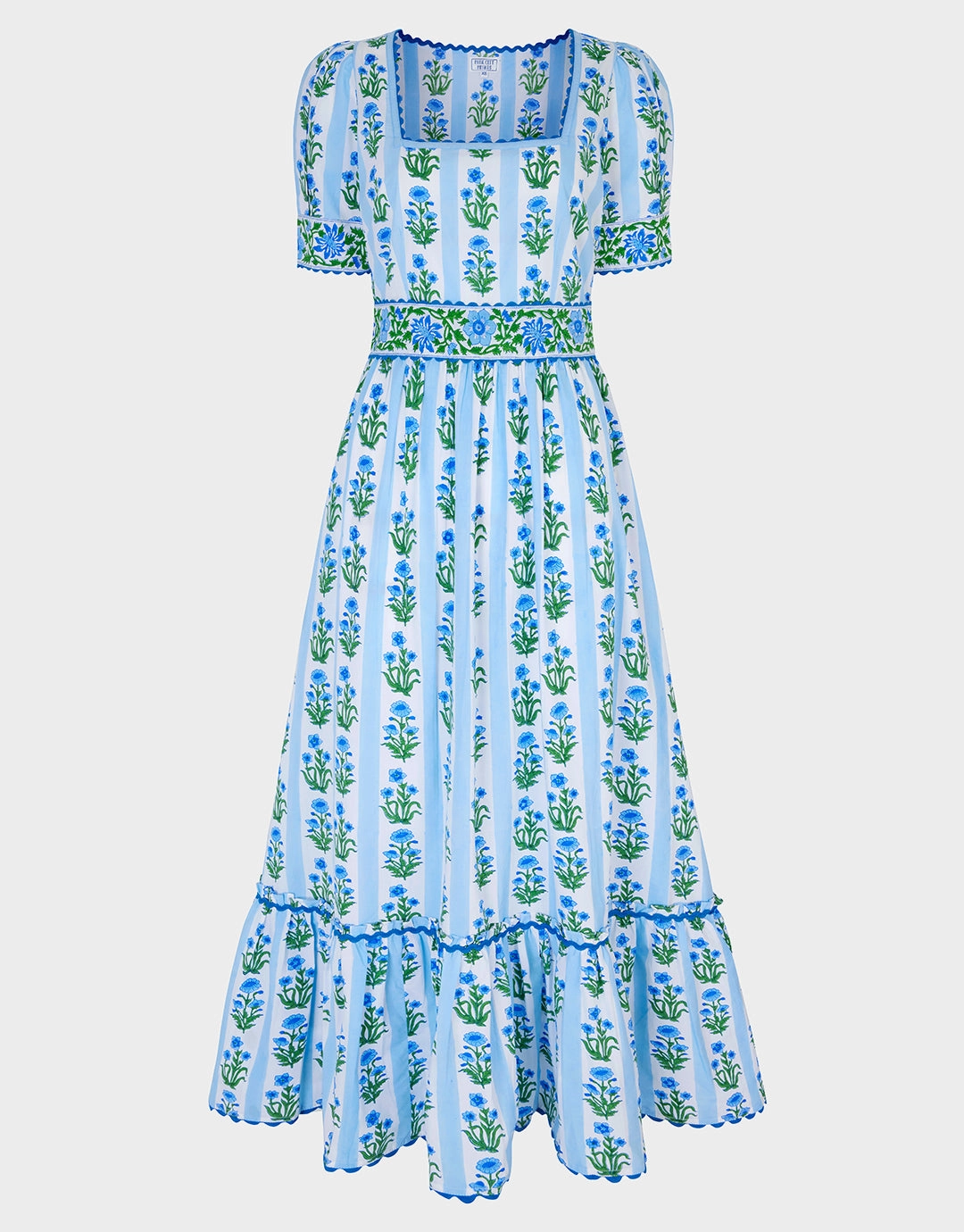 Evelyn Dress - Sky Lily Stripe