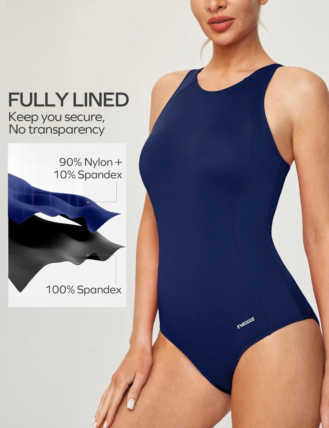 Ewedoos Athletic Swimsuit for Women Adjustable Strap One Piece Swimsuit Racerback Bathing Suit for Women Tummy Control