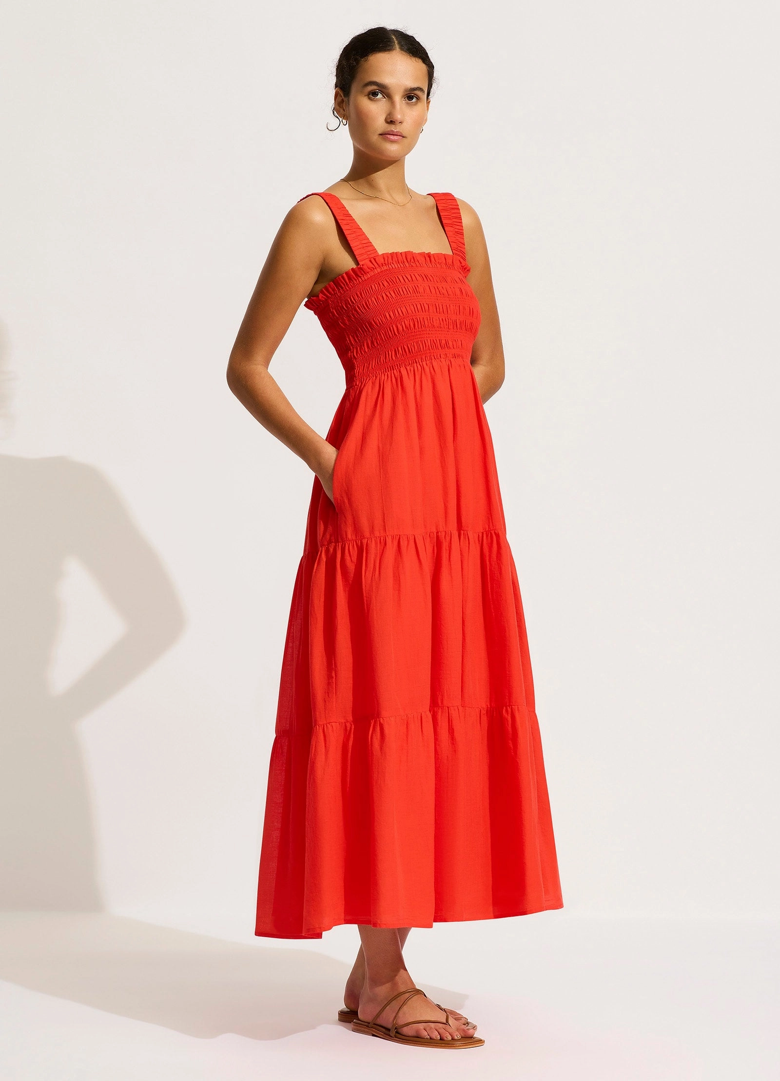 Faithful Midi Dress - Flame