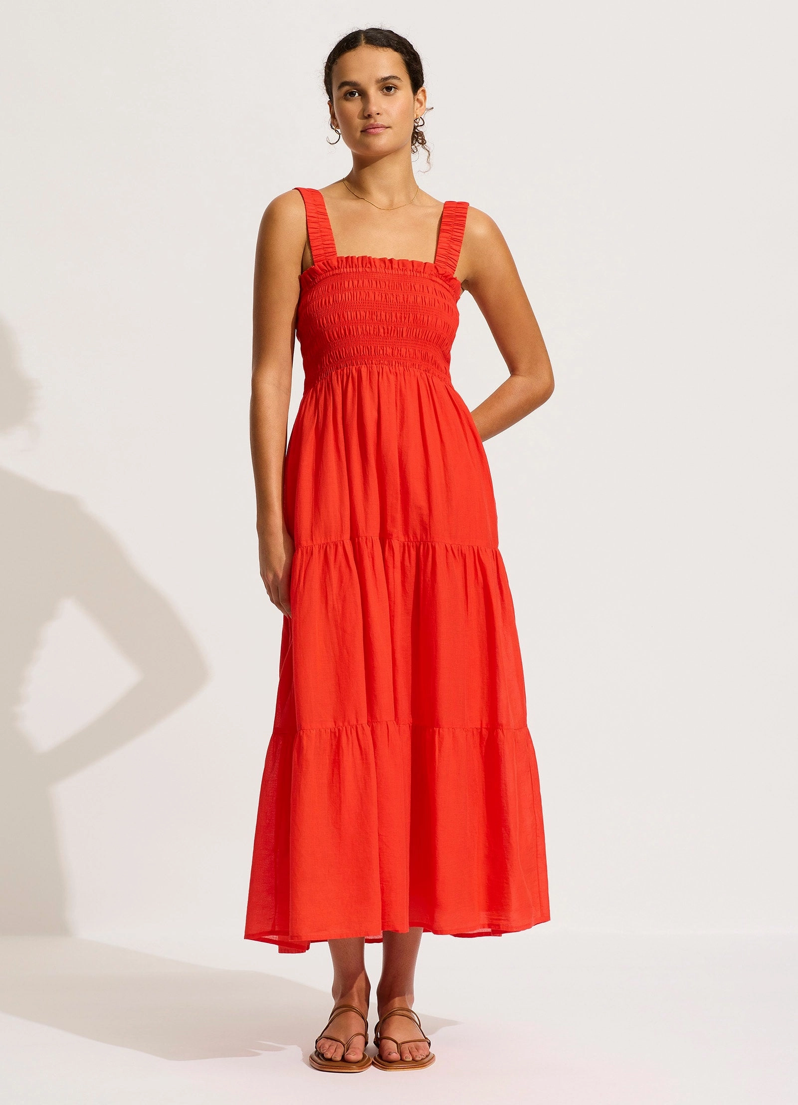 Faithful Midi Dress - Flame