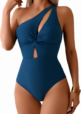 Fanuerg Women One Shoulder One Piece Swimsuits Sexy Cutout Bathing Suit Twist Front Hollow Out Swimwear