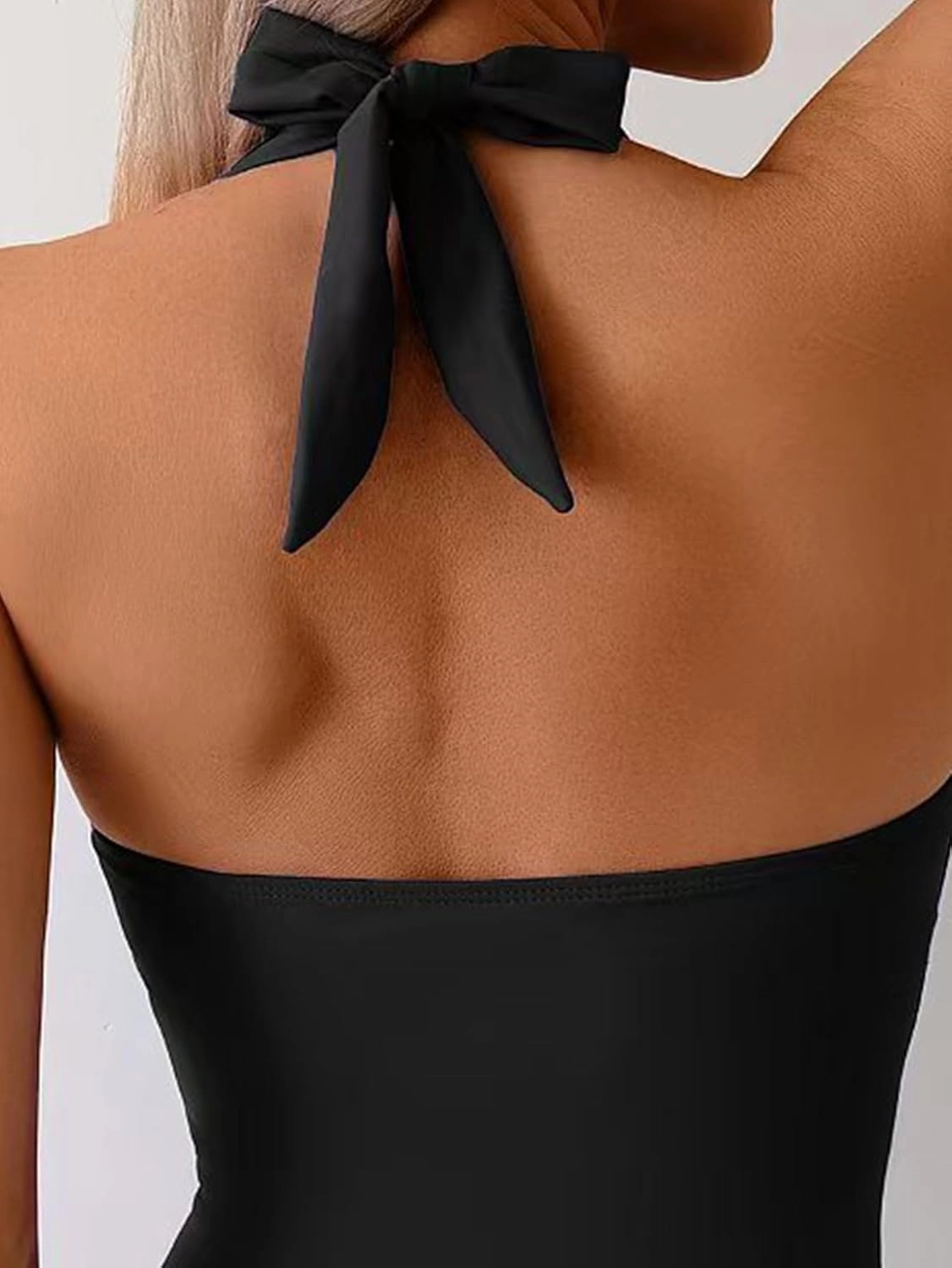 Fanuerg Women's One Piece Swimsuit Halter V Neck Color Block Swimwear Sexy Cutout Floral Bathing Suit