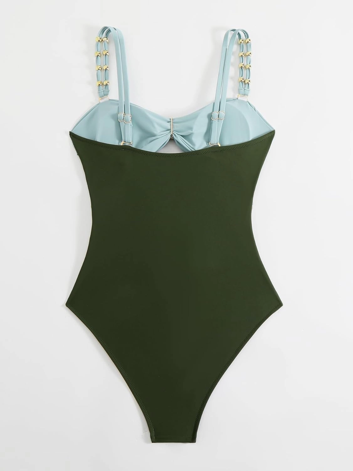 Fanuerg Women's One Piece Swimsuit Sexy Cutout Color Block Bathing Suit Golden O Ring Linked Swimwear