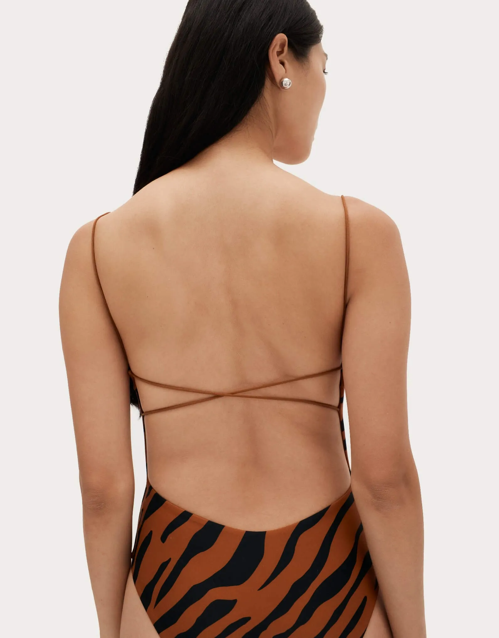 Fine Strap One Piece Brown Zebra