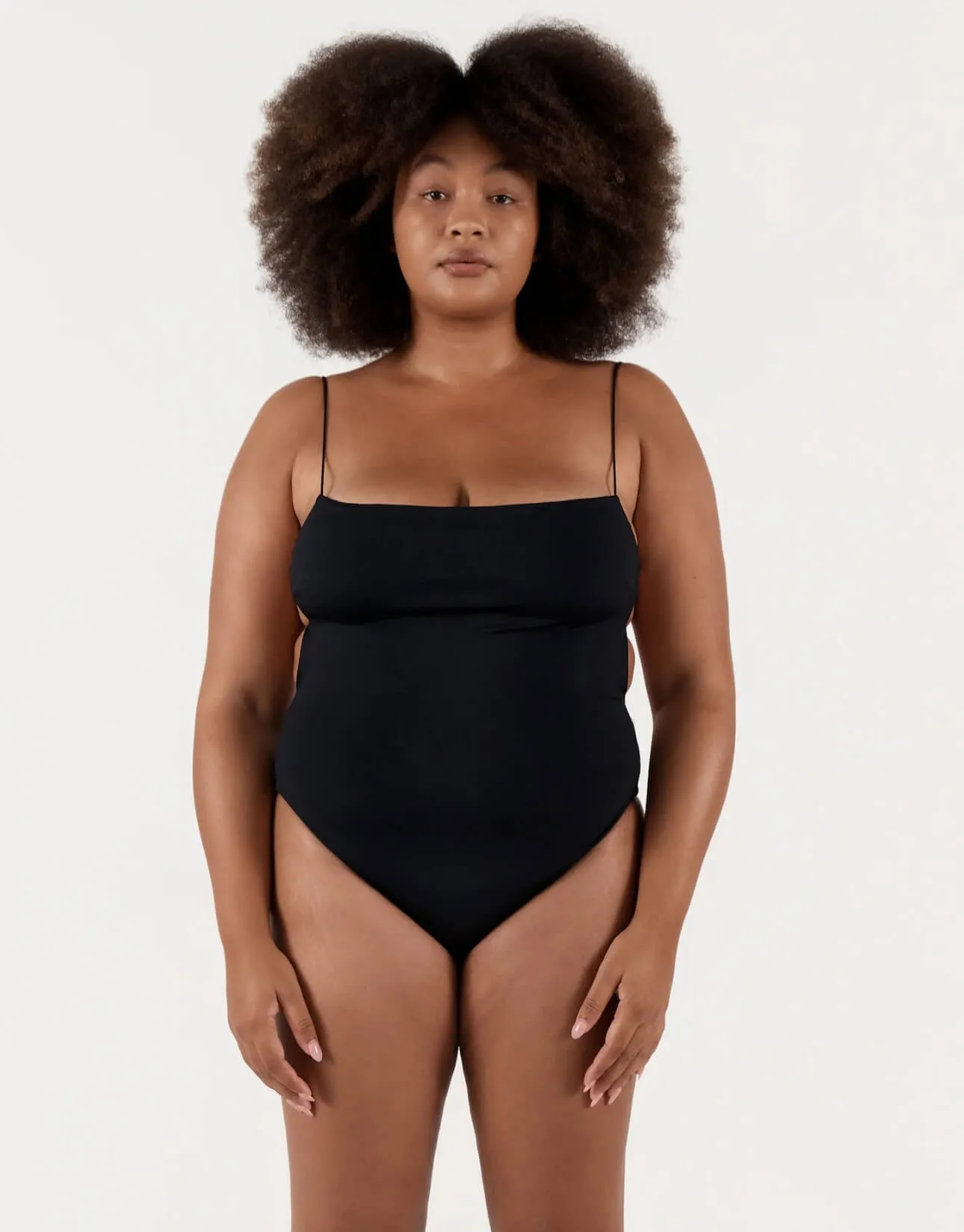 Fine Strap One Piece in Black