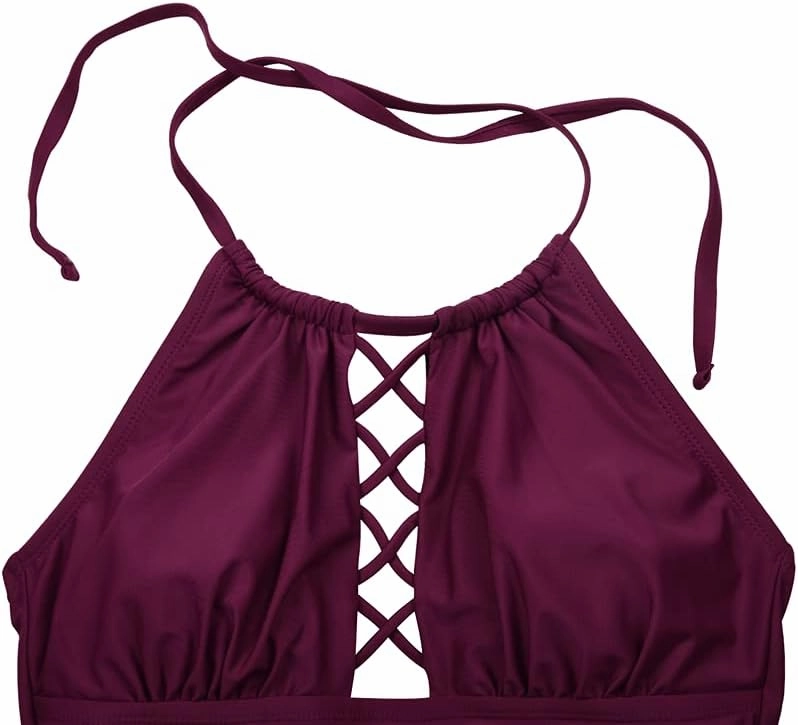 Firpearl Women's One Piece Swimsuits High Neck Cutout Ruched Tummy Control Swimwear
