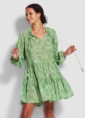 Folklore Tier Dress  - Green Tea