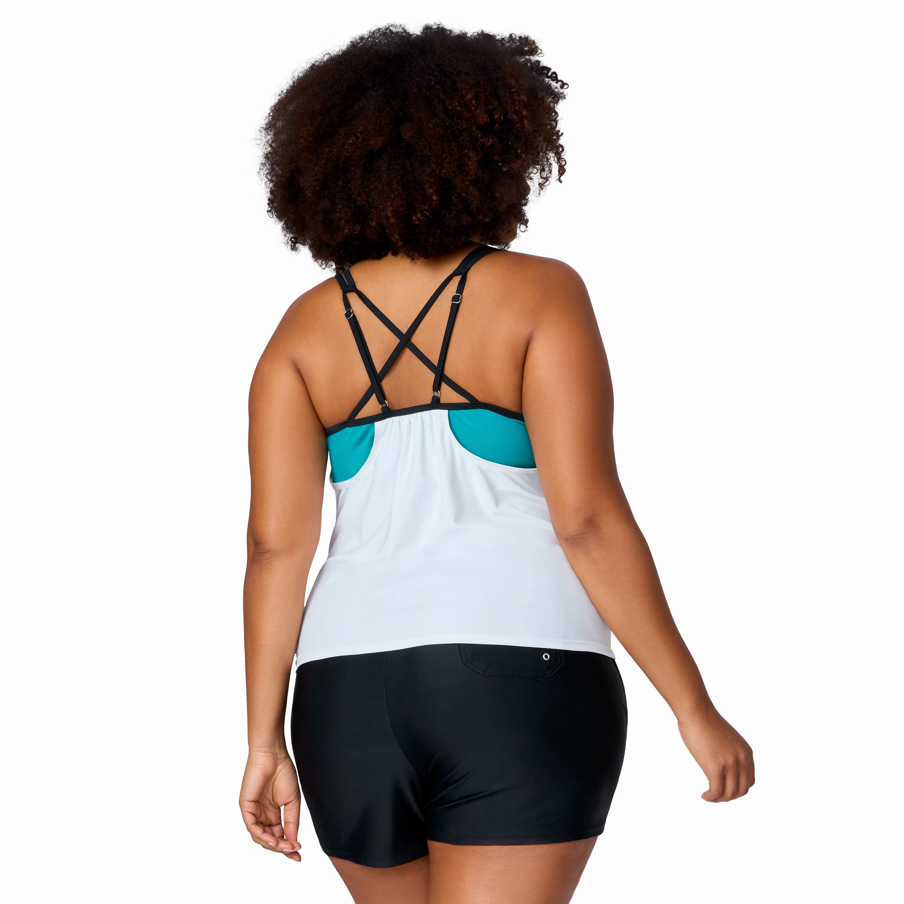 Free Country Women's Plus Size Side Tie Blouson Tankini Top