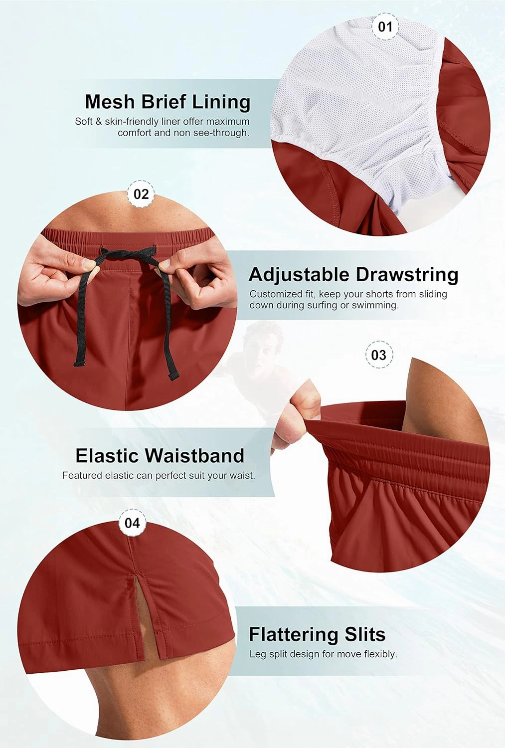 G Gradual Men's Swim Trunks Quick Dry Bathing Suit Beach Board Shorts for Men with Zipper Pockets and Mesh Lining