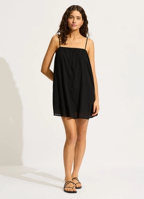 Gathered Bandeau Mini Dress - Black