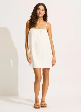 Gathered Bandeau Mini Dress - White