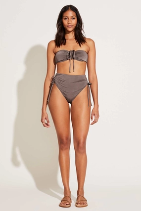 Gemma Ruched High Waist Bottom - Mineral Shimmer EcoLux