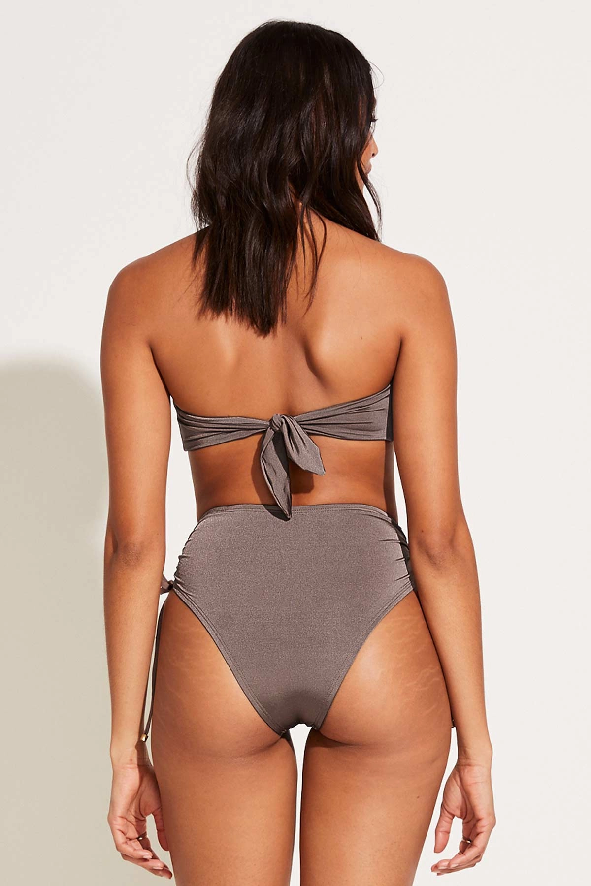Gemma Ruched High Waist Bottom - Mineral Shimmer EcoLux