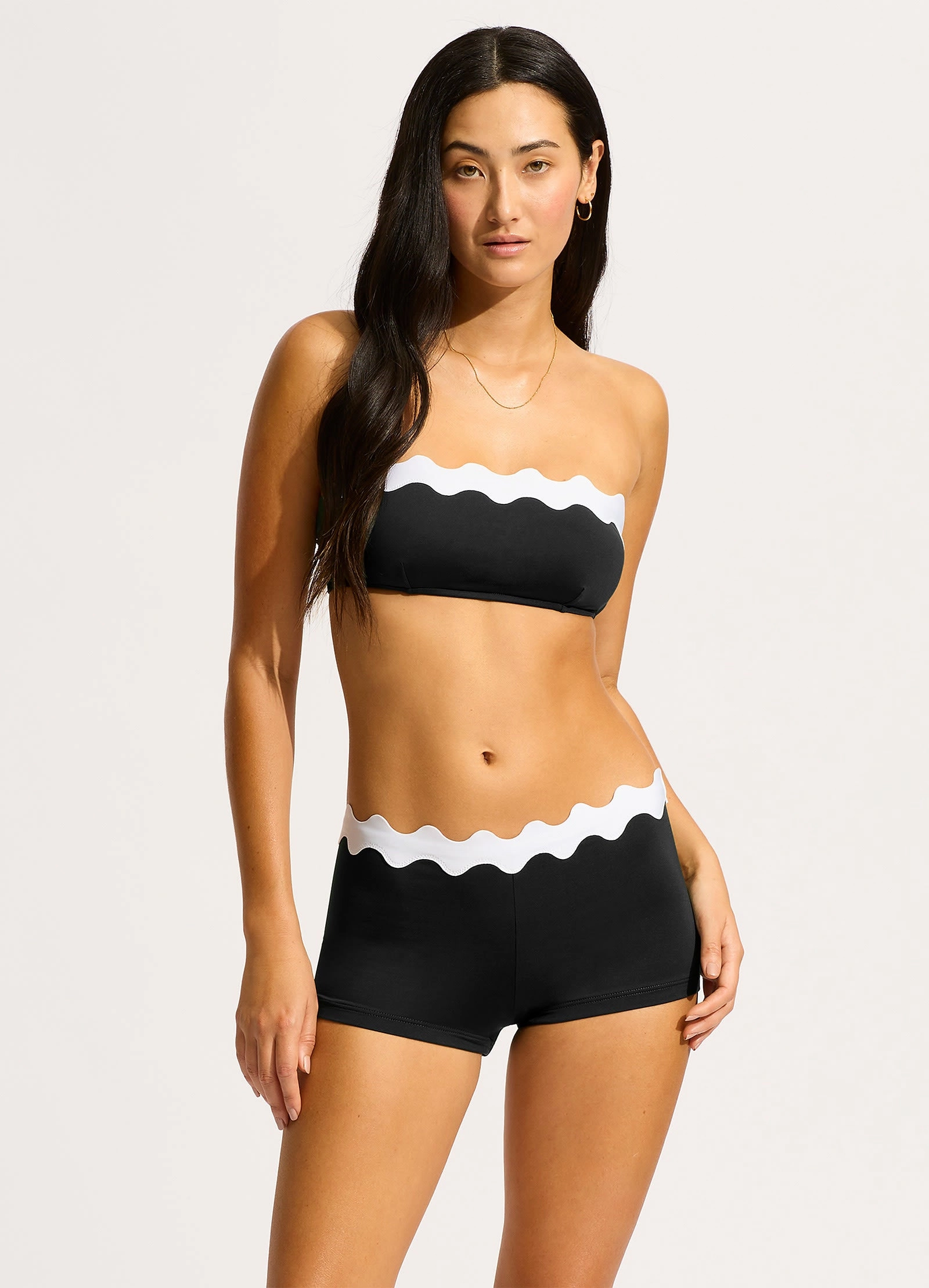 Gia Ric Rac Boyleg Bikini Bottom - Black