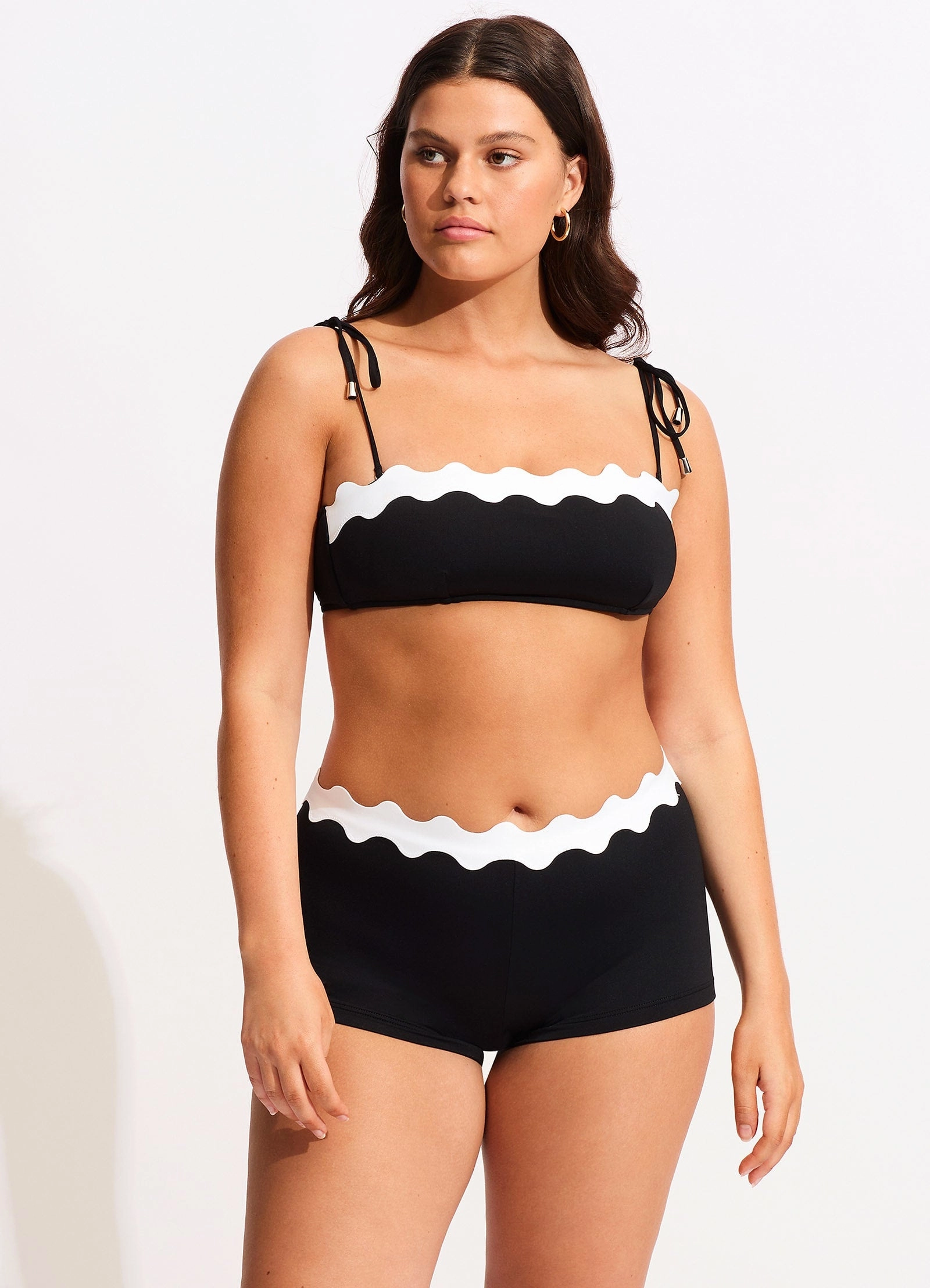 Gia Ric Rac Boyleg Bikini Bottom - Black