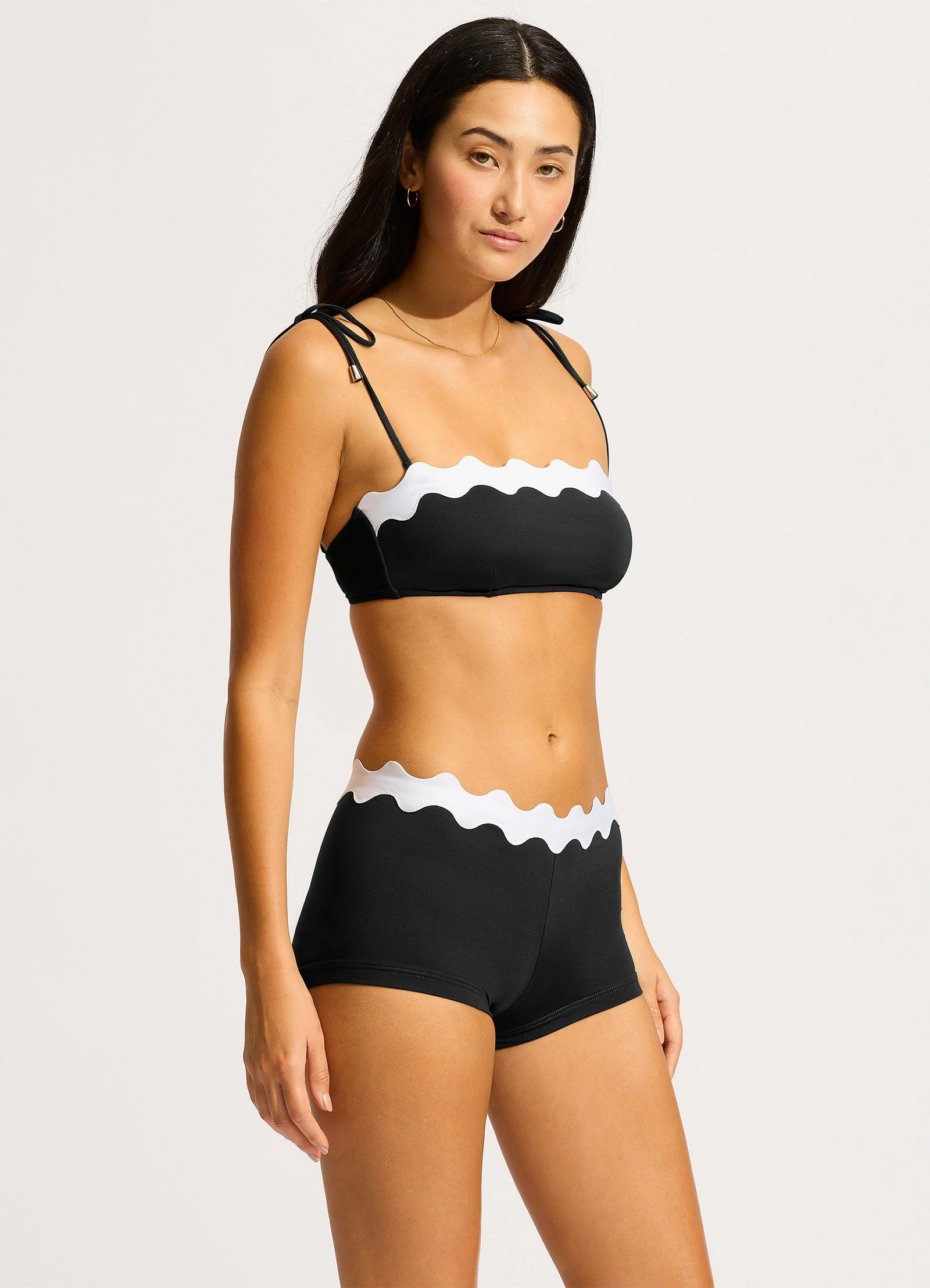 Gia Ric Rac Boyleg Bikini Bottom - Black