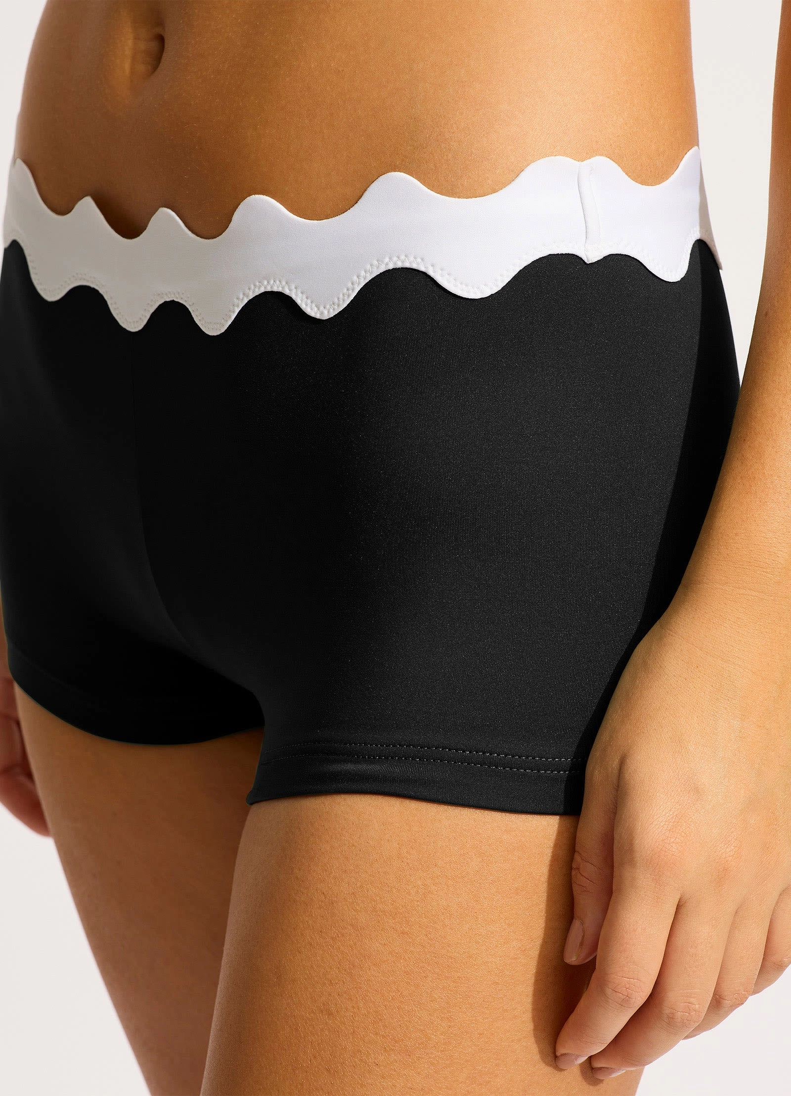 Gia Ric Rac Boyleg Bikini Bottom - Black