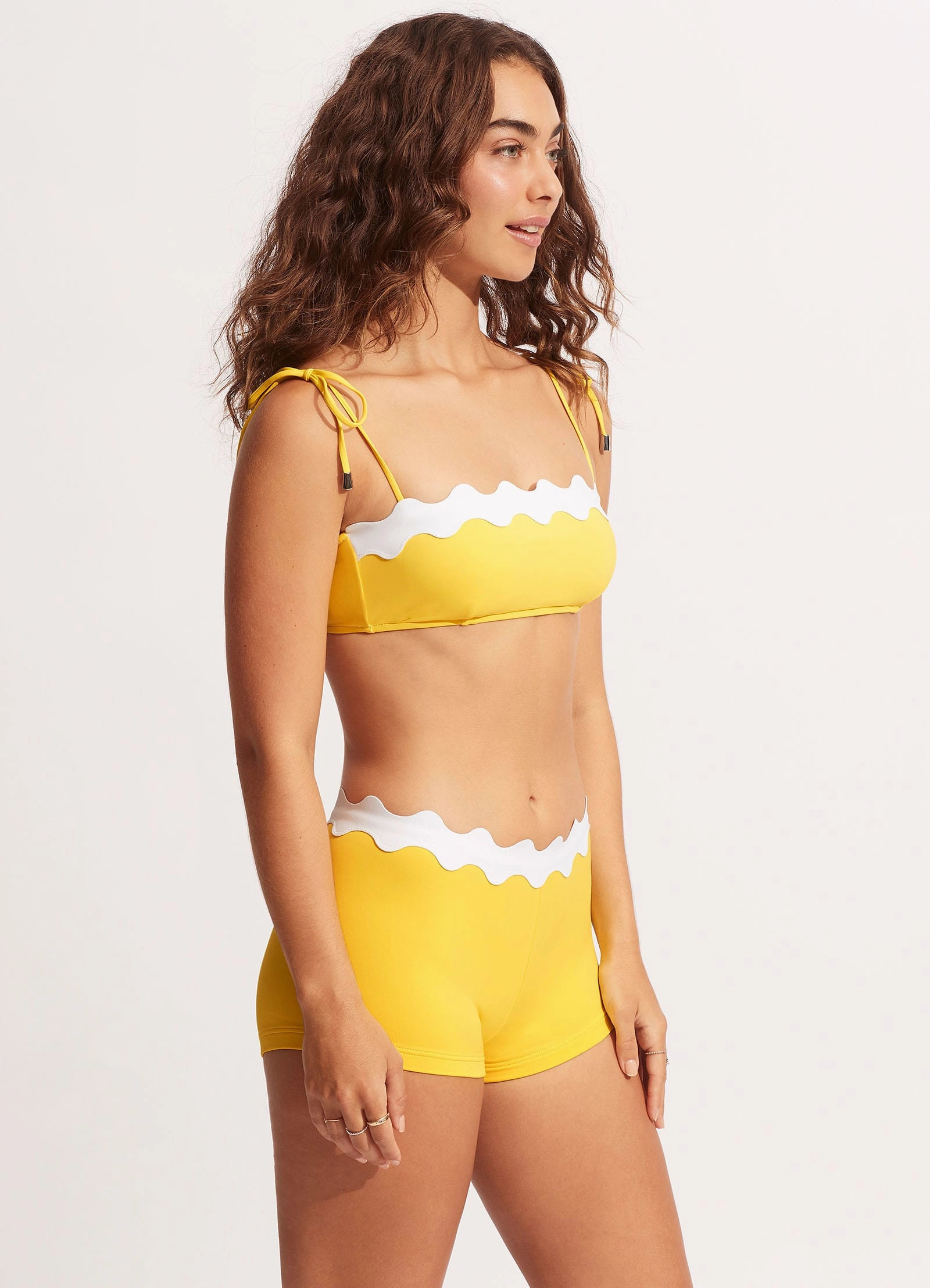 Gia Ric Rac Bustier Bandeau Bikini Top - Citron
