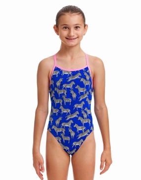 Girls Prance Party Single Strap Swimsuit - Blue