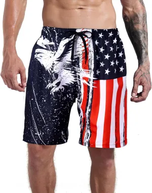 Goodstoworld Men's Novelty Swimtrunks Quick Dry 3D Printed Mesh Lining Beach Board Shorts with Pockets S-4XL