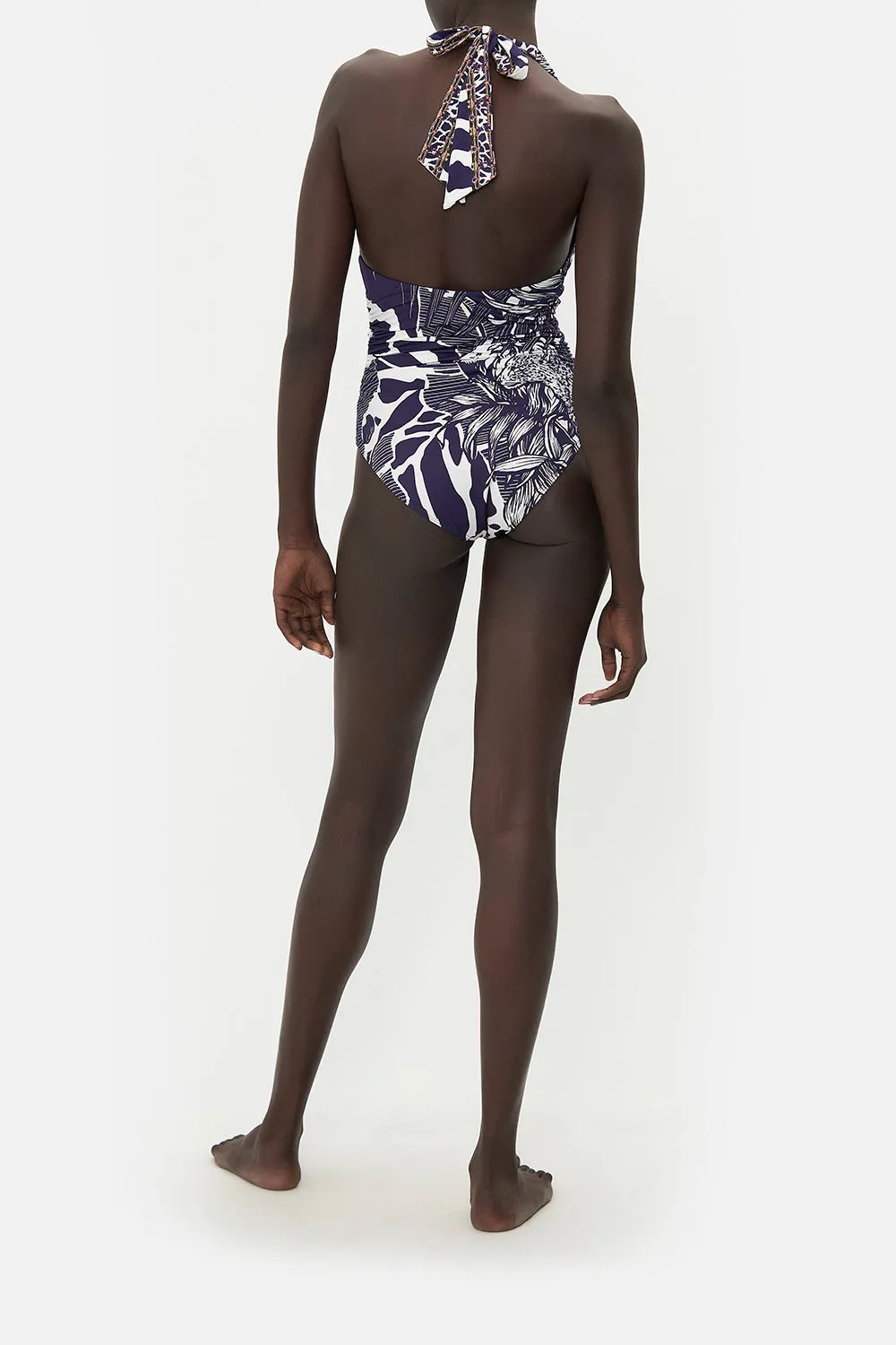 Halter One Piece with Gathering, Where's Your Head At, B - D Cup